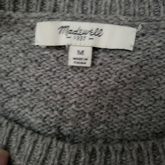 Madewell gray knit cotton crewneck sweater Sz M - Picture 3 of 4